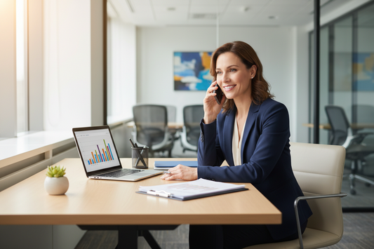 On-Tap UK HR Support service shown with a blurred office background and an HR Launch Box UK CIPD consultant speaking to client